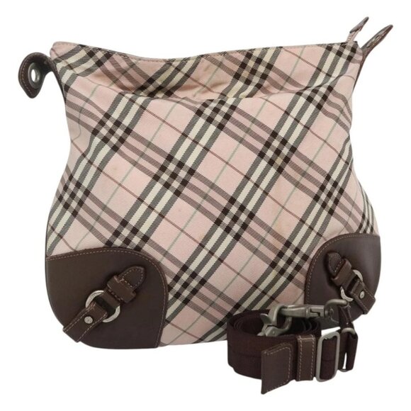 BURBERRY Shoulder Bag Nylon Pink Brown Silver Auth 114795 - Picture 1 of 16